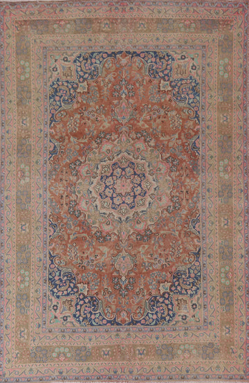 Handmade Floral Mashad Persian Area Rug 6x9