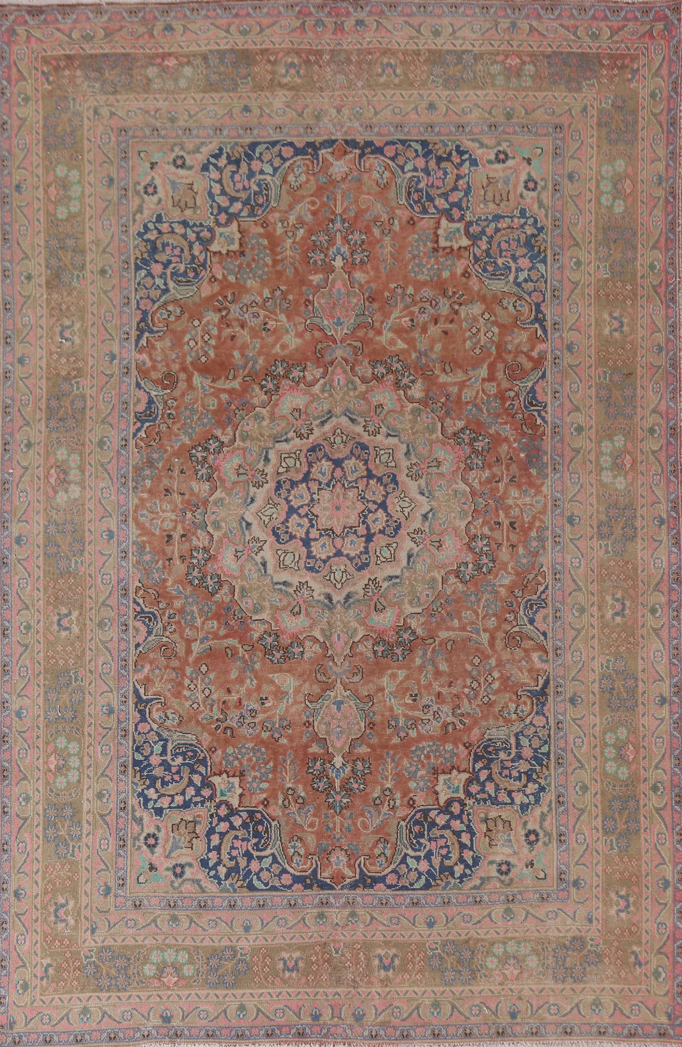 Handmade Floral Mashad Persian Area Rug 6x9
