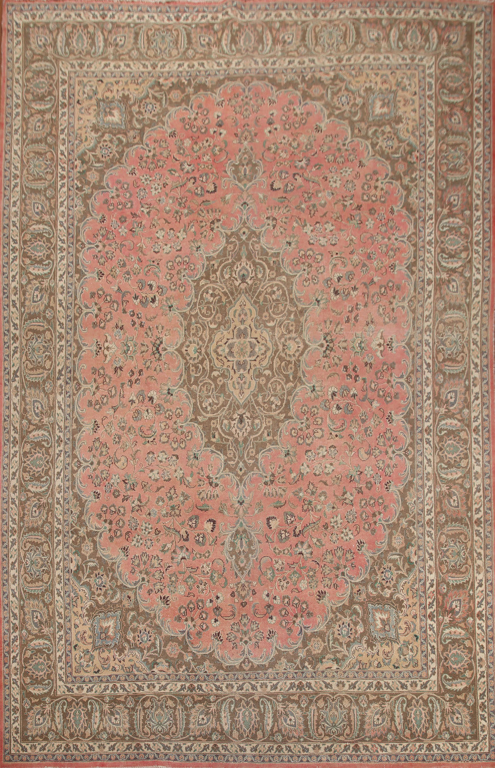 Pink Floral Mashad Persian Area Rug 10x13