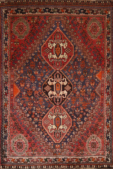 Vegetable Dye Wool Shiraz Persian Area Rug 4x5