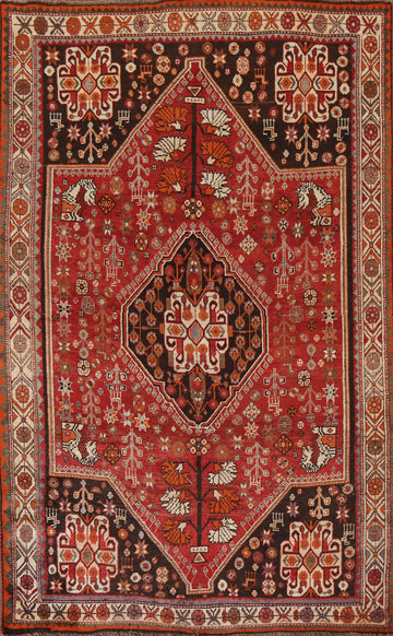 Tribal Red Wool Shiraz Persian Area Rug 6x8