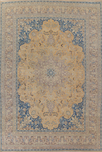 Vintage Floral Mashad Persian Area Rug 10x13