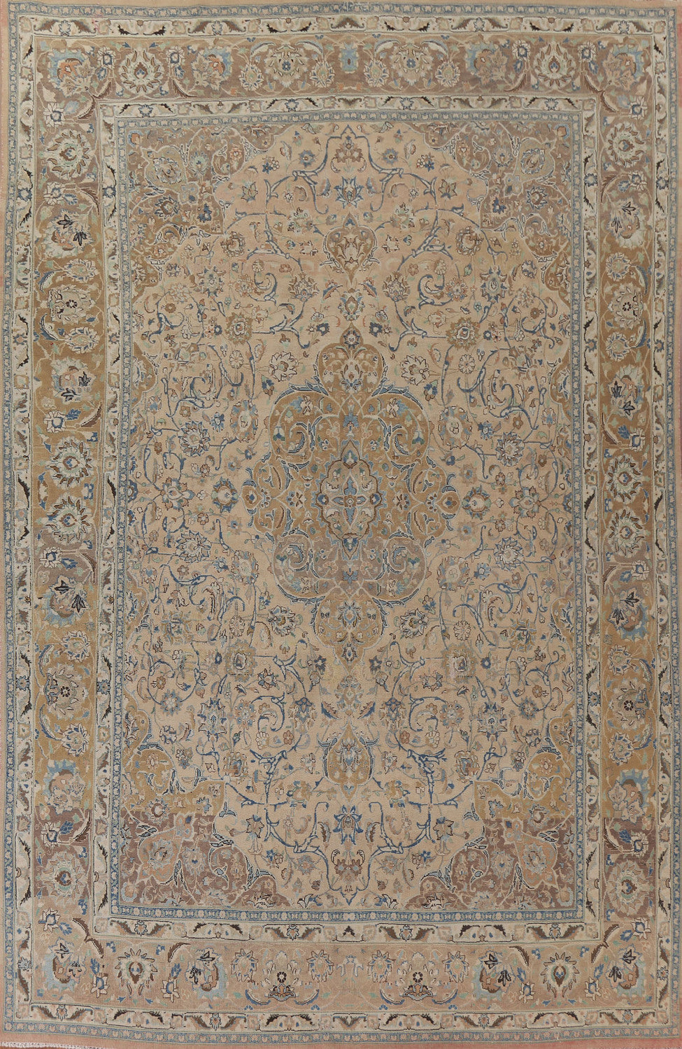 Vintage Floral Mashad Persian Area Rug 9x12
