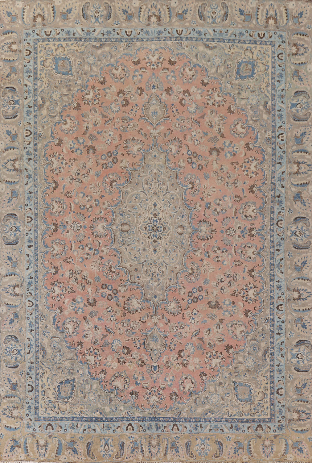 Pink Floral Mashad Persian Area Rug 9x12