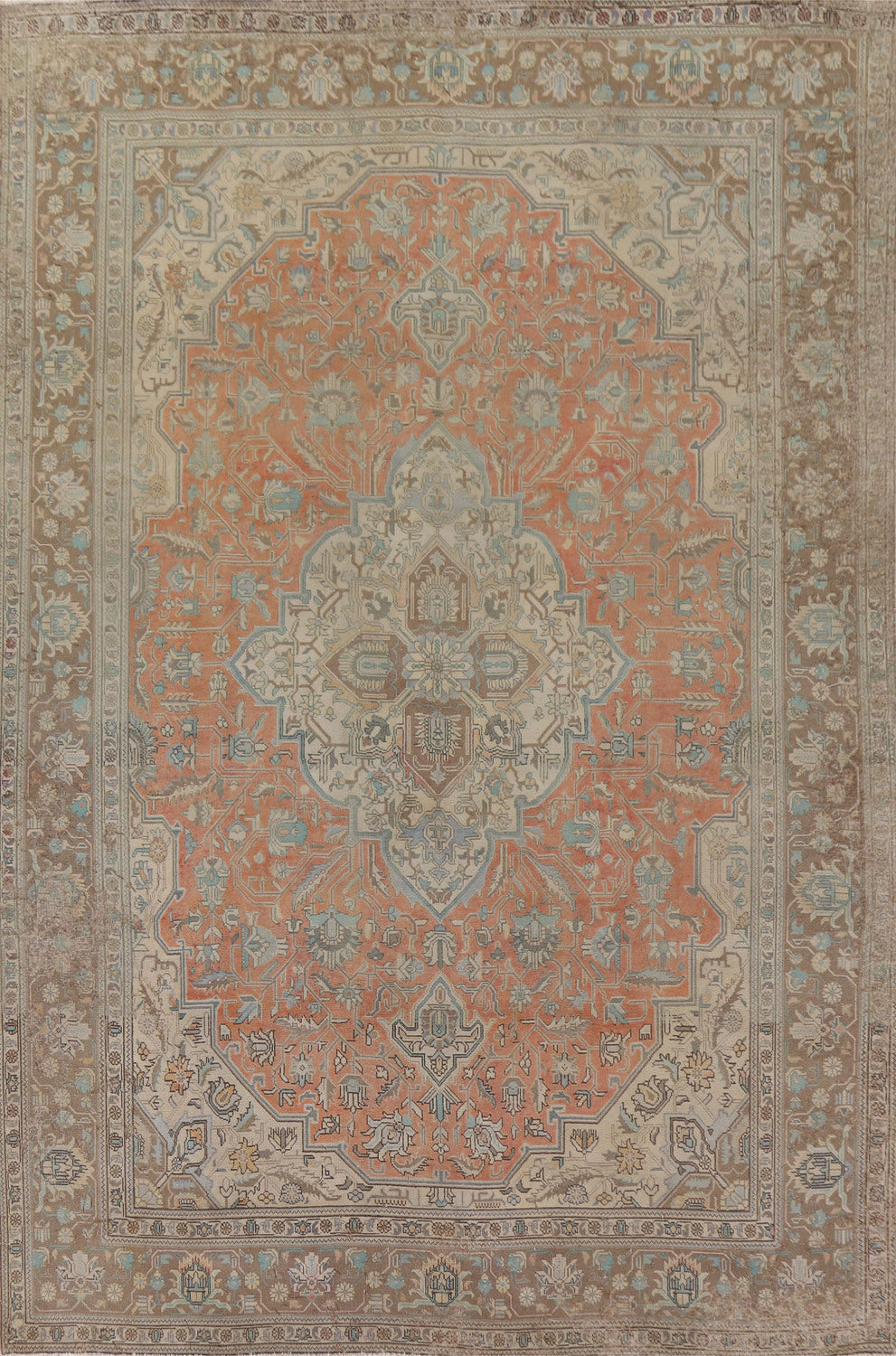 Distressed Geometric Tabriz Persian Area Rug 8x11