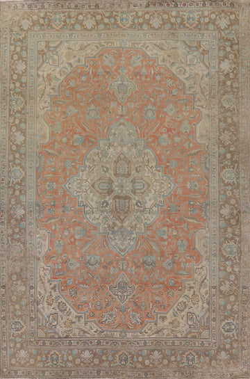 Distressed Geometric Tabriz Persian Area Rug 8x11
