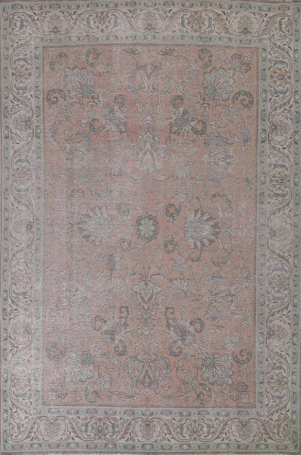 Distressed Floral Tabriz Persian Area Rug 8x11