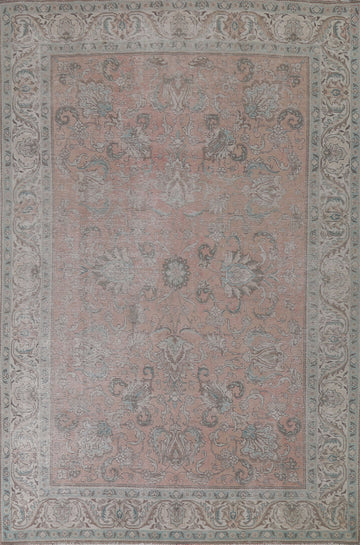 Distressed Floral Tabriz Persian Area Rug 8x11