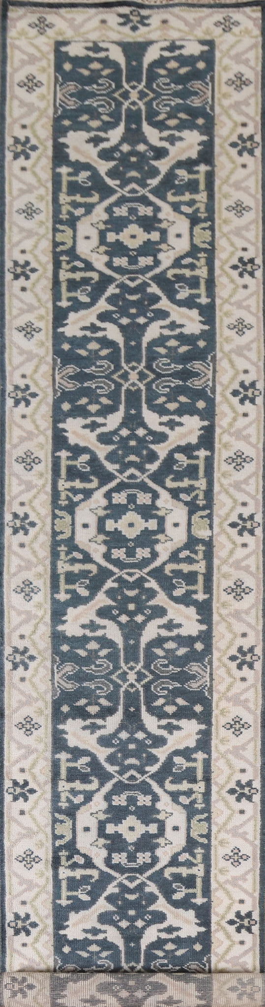 Blue Handmade Oushak Indo Runner Rug 3x16