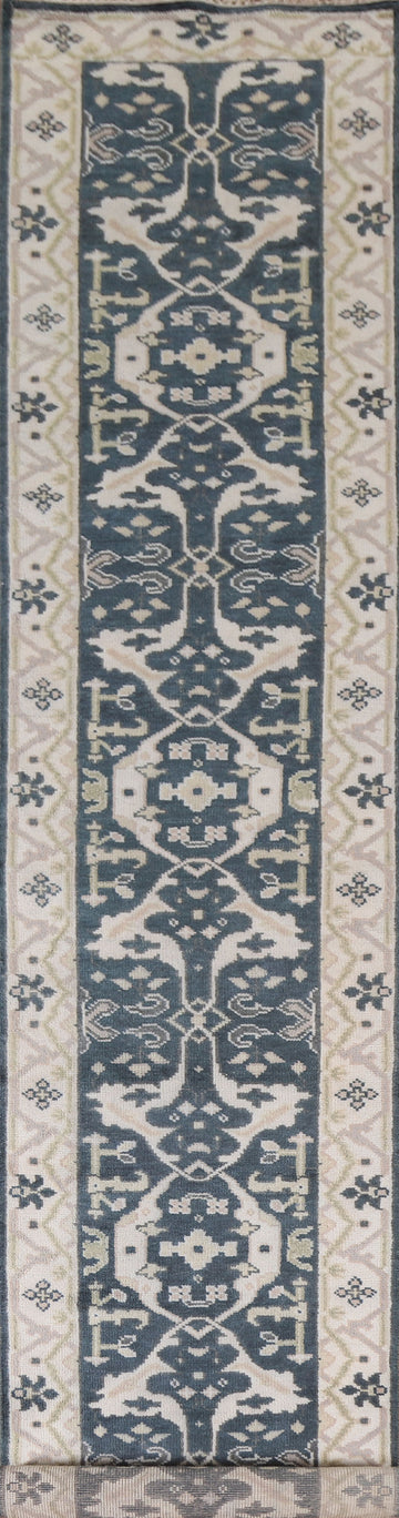 Blue Handmade Oushak Indo Runner Rug 3x16