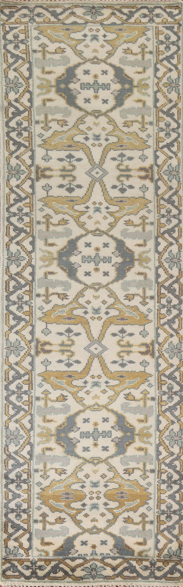 All-Over Oushak Wool Runner Rug 3x10