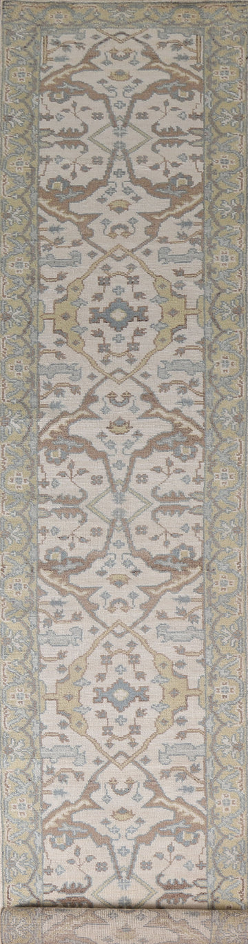 Ivory Wool Oushak Oriental Runner Rug 3x16