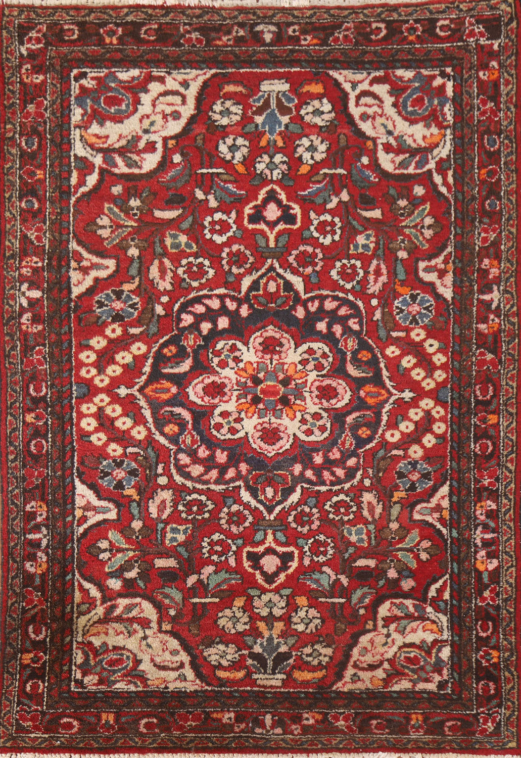 Red Floral Hamedan Persian Area Rug 4x5