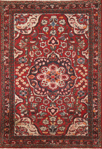 Red Floral Hamedan Persian Area Rug 4x5
