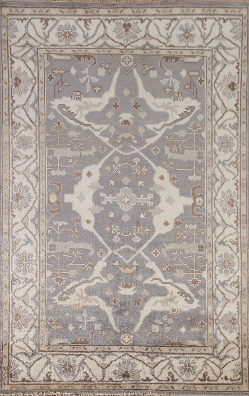 Handmade Gray Oushak Wool Area Rug 6x9