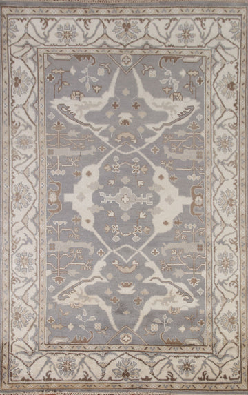 Handmade Gray Oushak Wool Area Rug 6x9