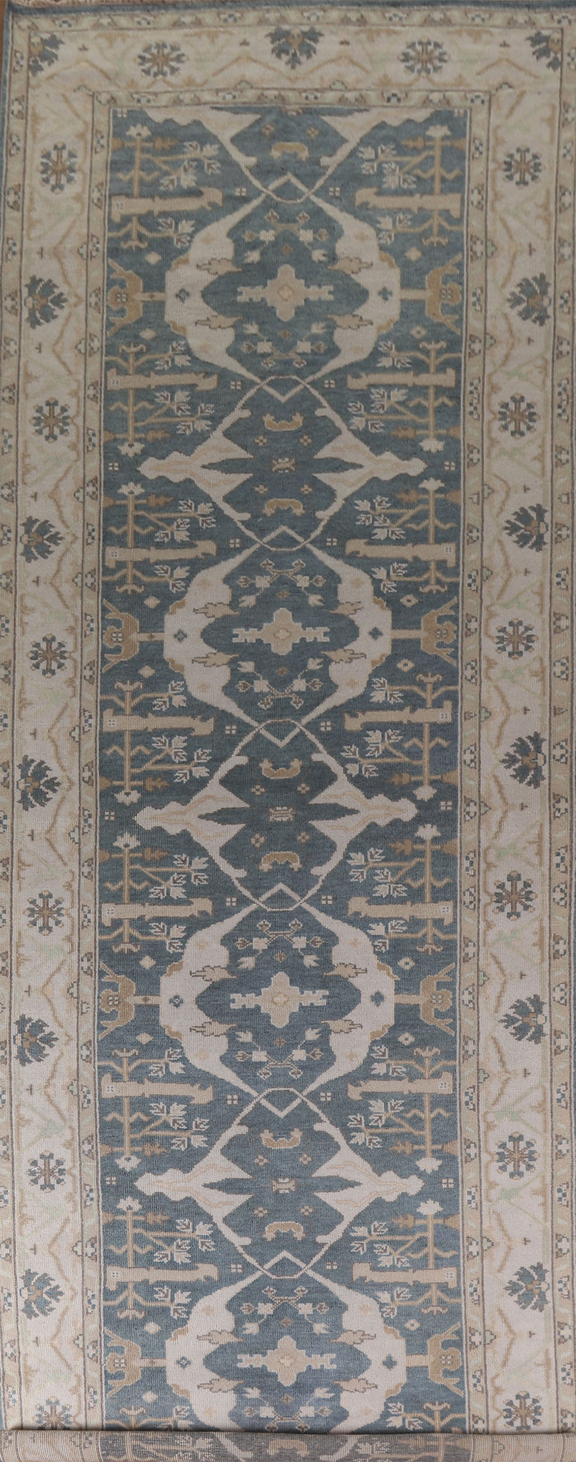 Blue Floral Oushak Indian Runner Rug 6x21