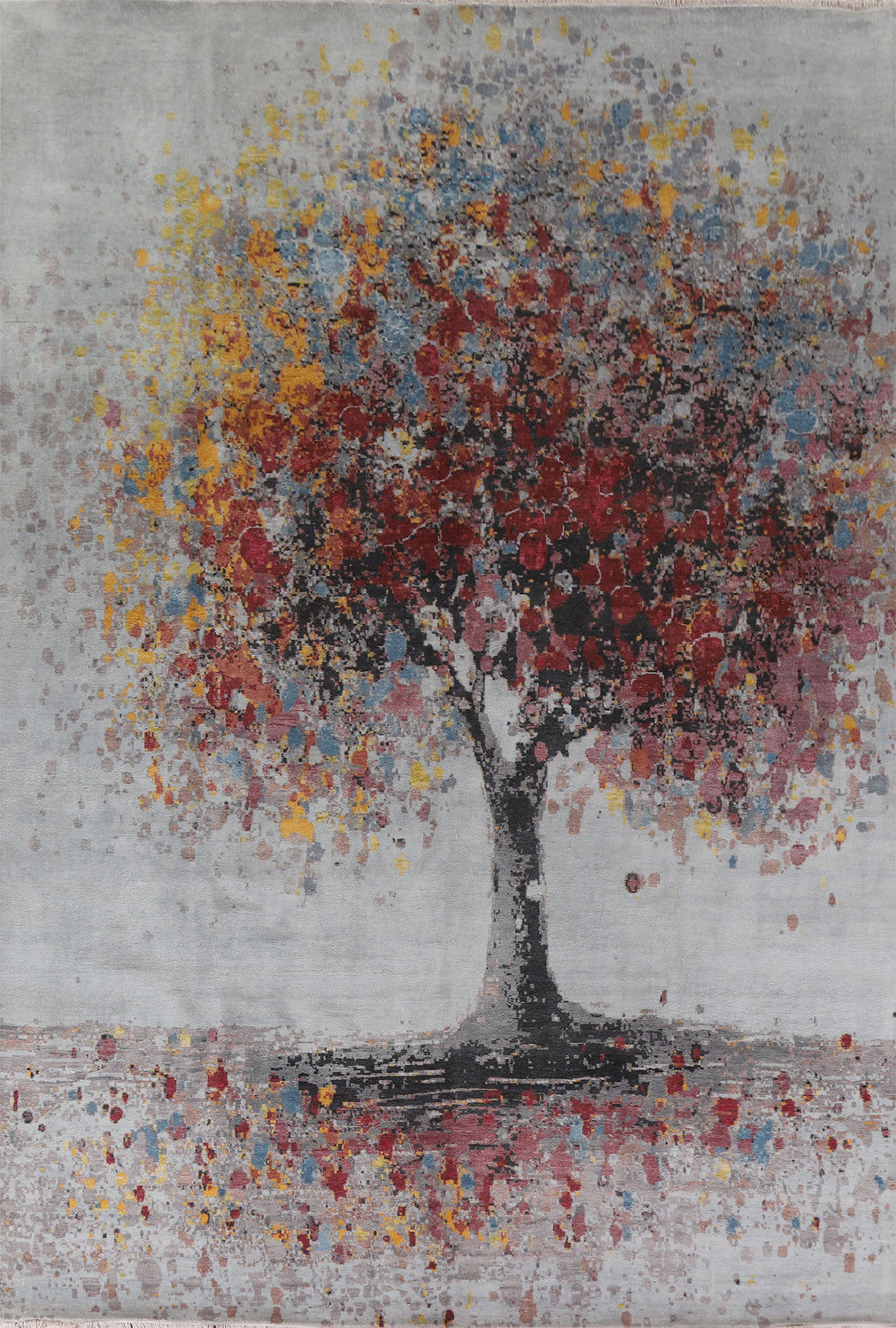 Nature Print Art Deco Vegetable Dye Area Rug 9x12