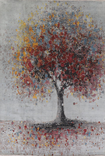 Nature Print Art Deco Vegetable Dye Area Rug 9x12