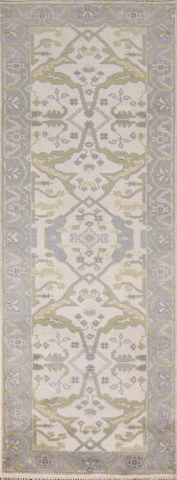 Ivory Oushak Oriental Runner Rug 3x8