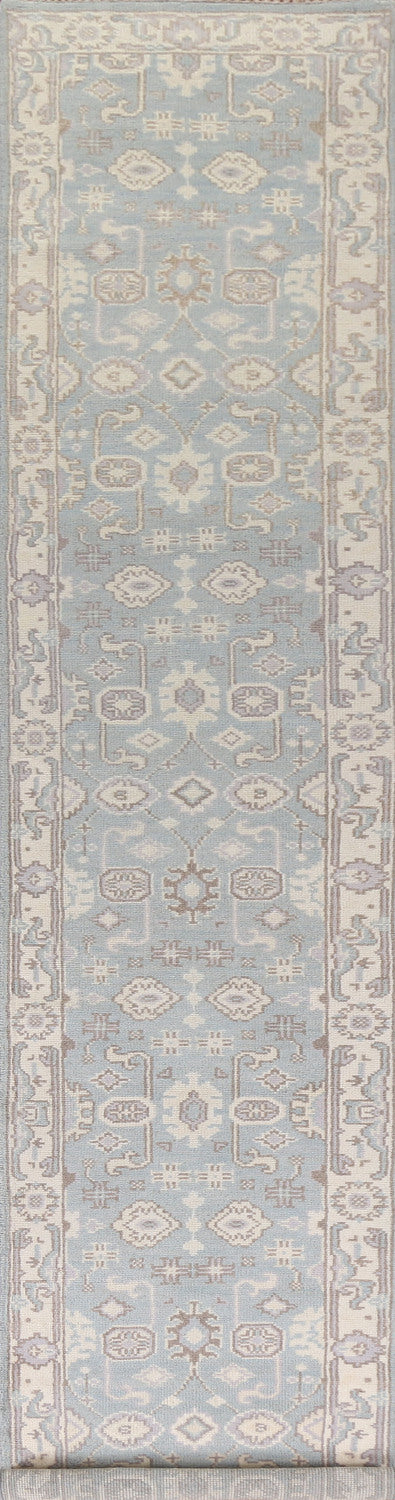 Light Blue Oushak Oriental Runner Rug 3x16