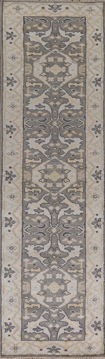 Handmade Gray Oushak Runner Rug 3x12