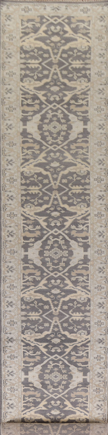 Dark Gray Oushak Indian Runner Rug 3x20