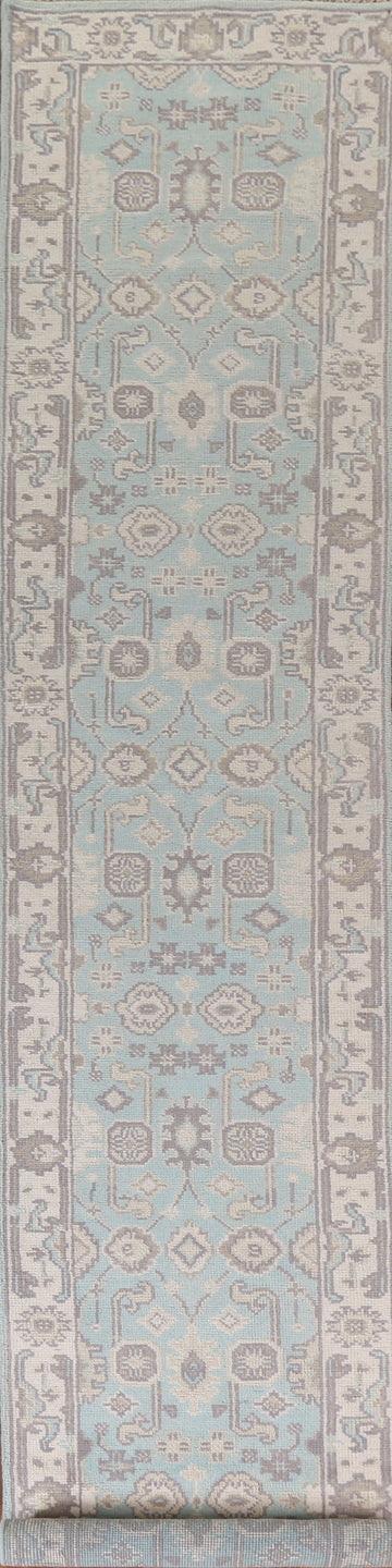 Light Turquoise Oushak Oriental Runner Rug 2x16