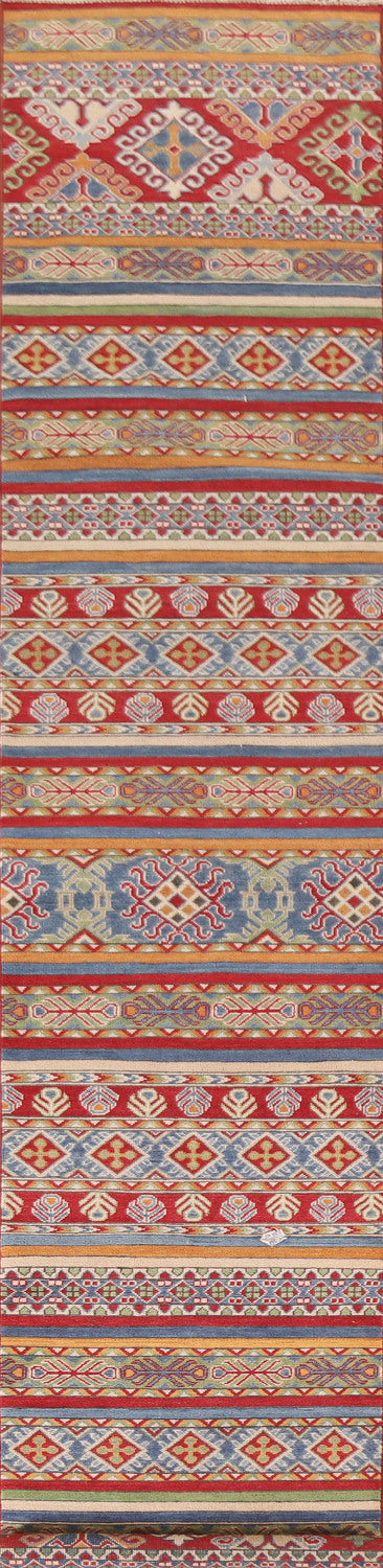 All-Over Kazak Oriental Runner Rug 3x14