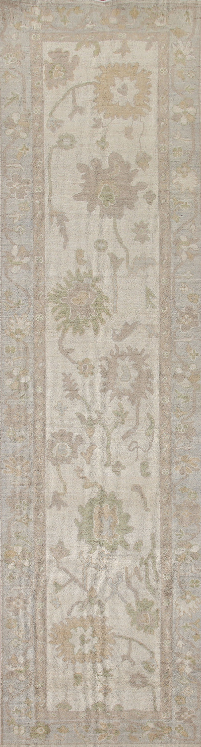 Vegetable Dye Oushak Turkish Runner Rug 3x12