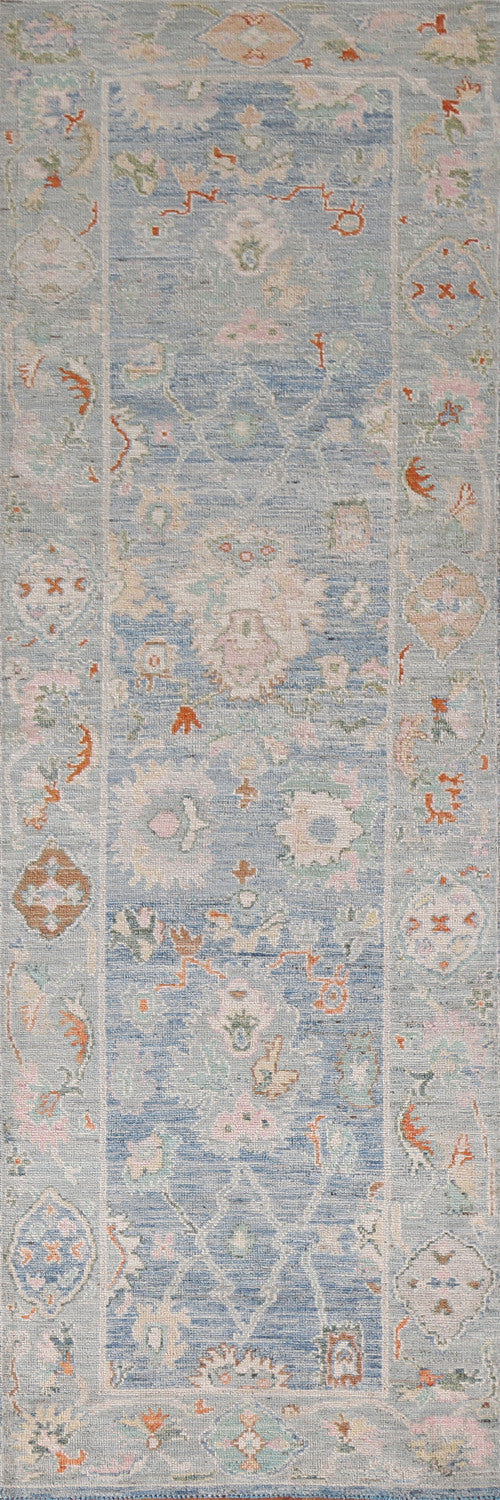 Vegetable Dye Oushak Turkish Runner Rug 3x10