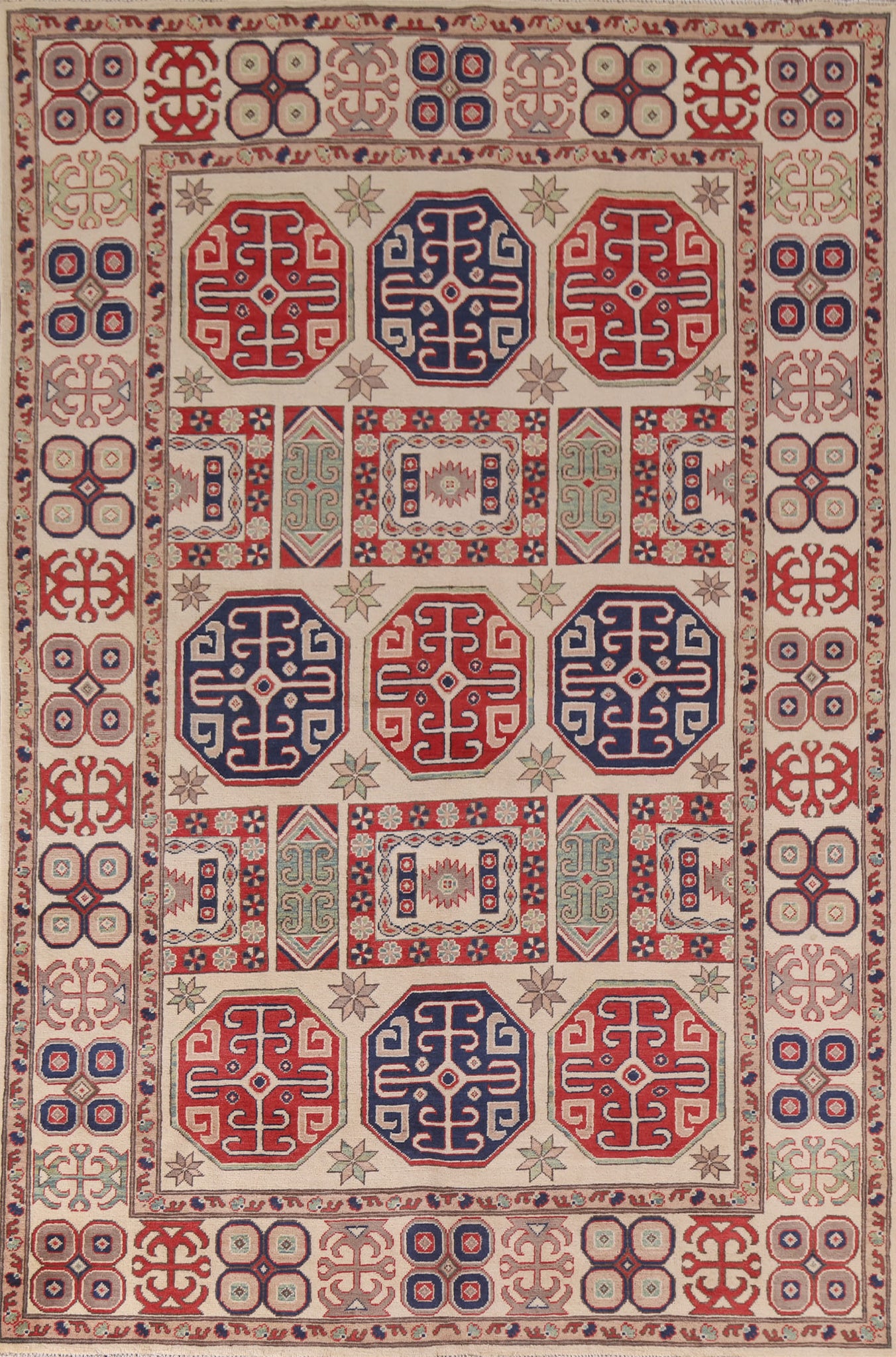 Geometric Kazak South Western Area Rug 7x10