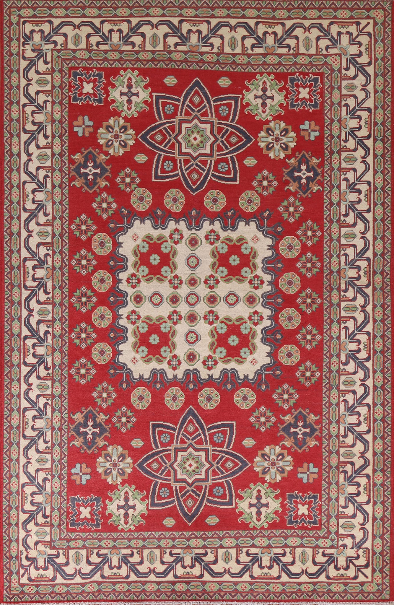 South Western Kazak Red Wool Area Rug 7x10