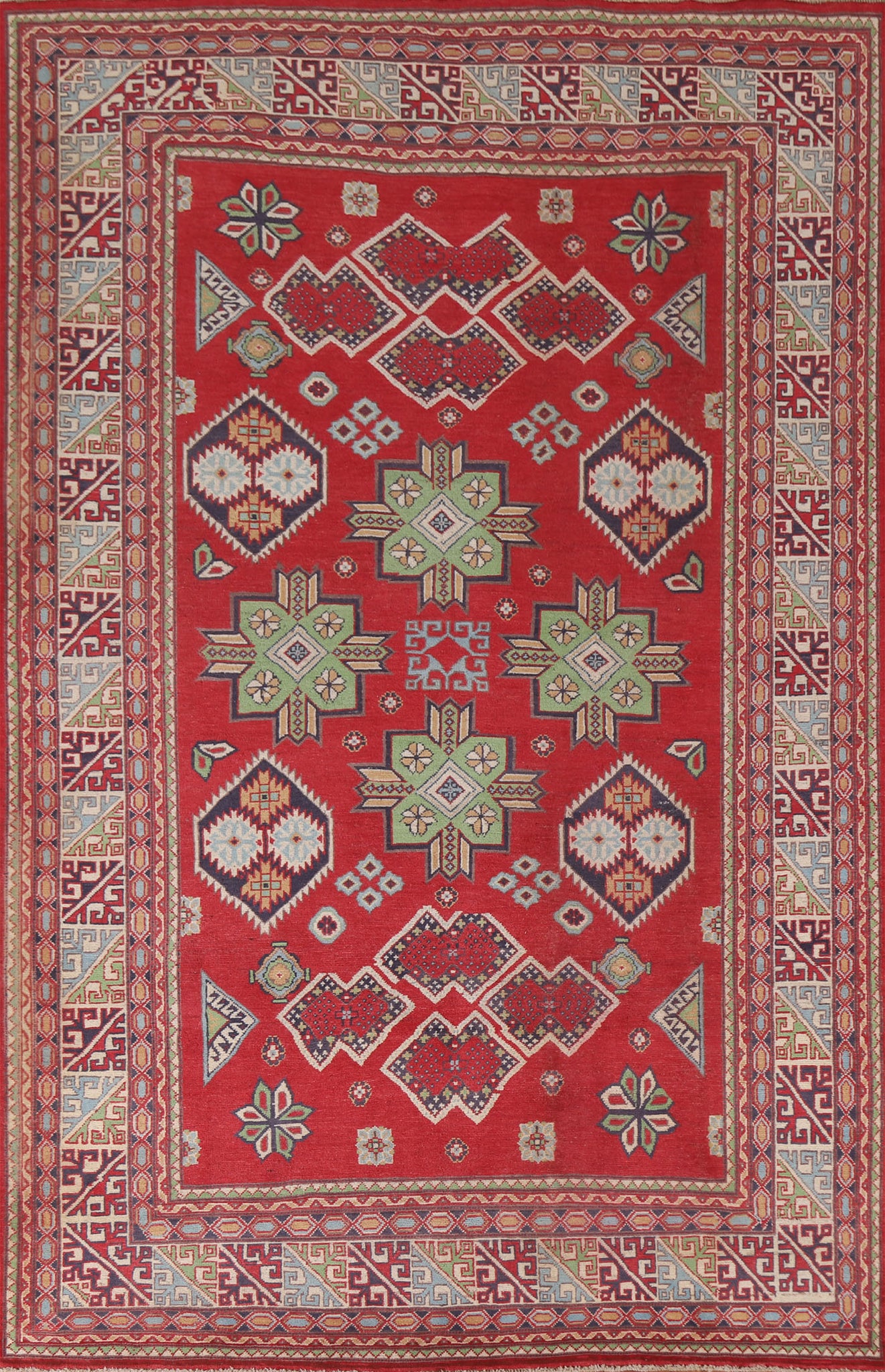 South Western Kazak Red Wool Area Rug 7x10