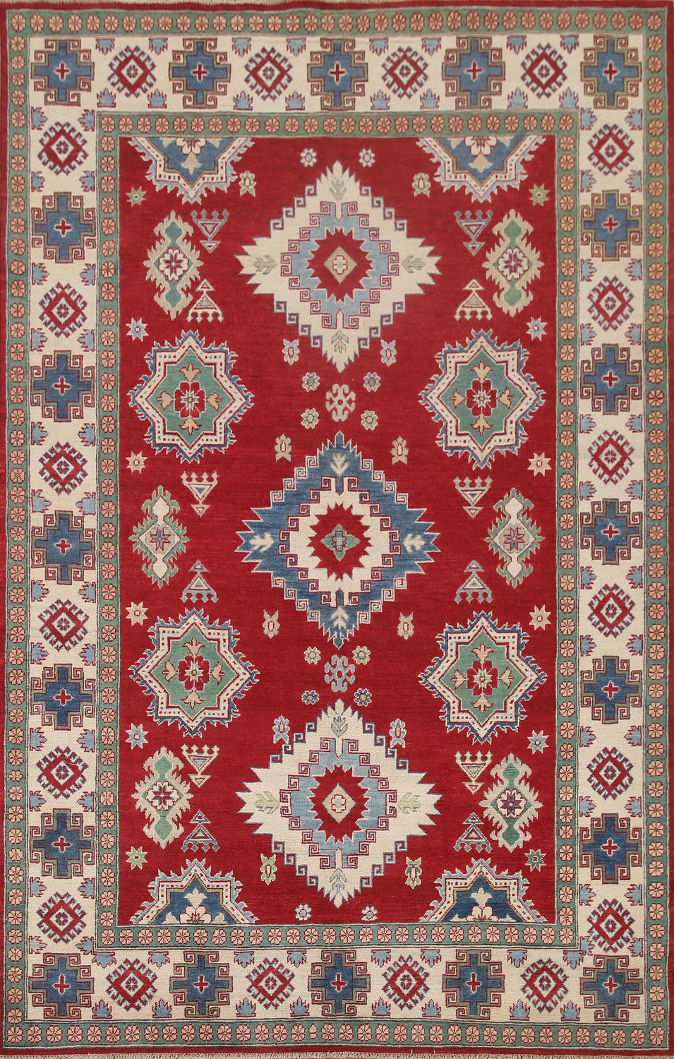 Red Wool Kazak South Western Area Rug 7x10