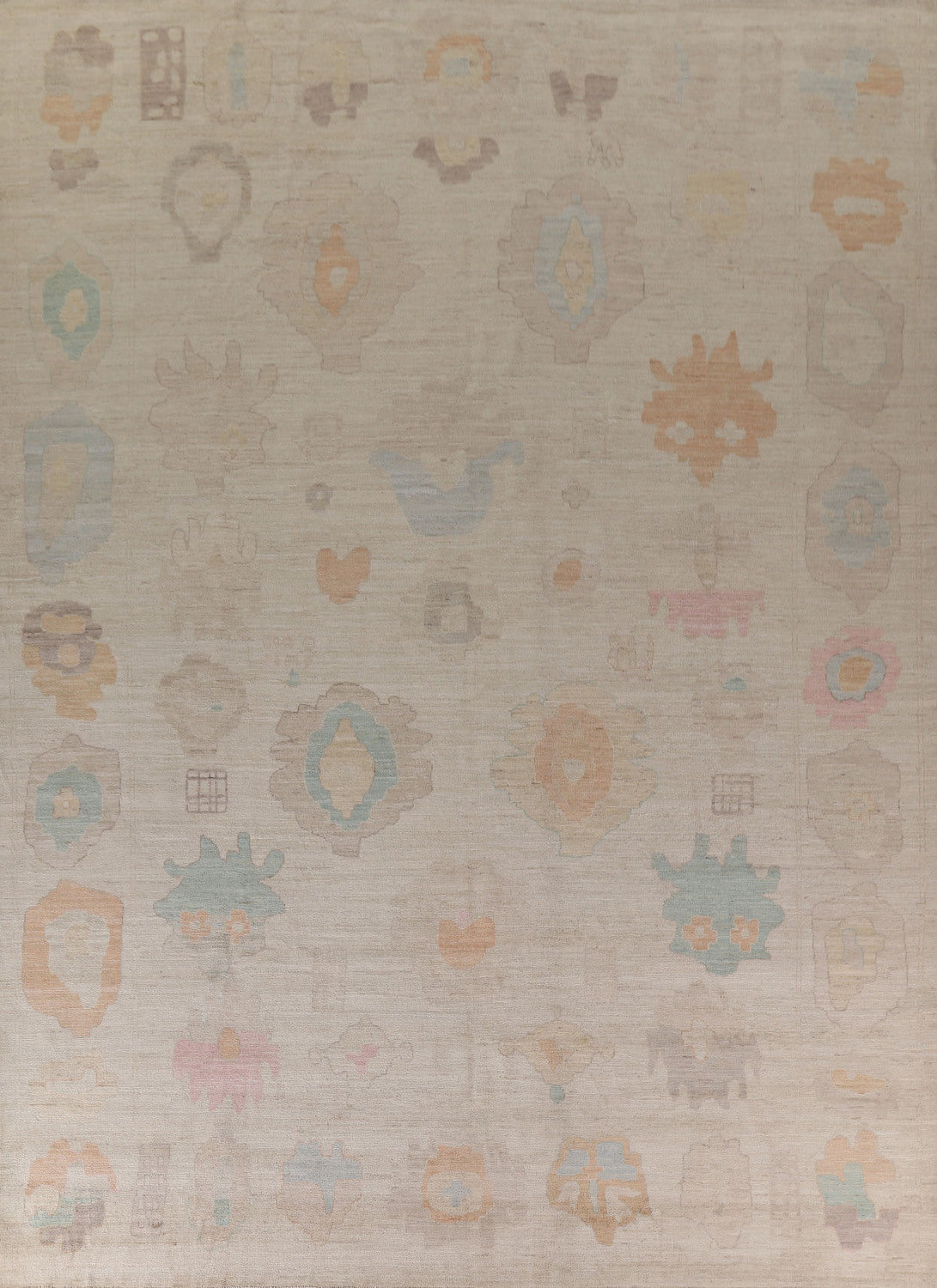 Vegetable Dye Oushak Large Turkish Rug 12x15