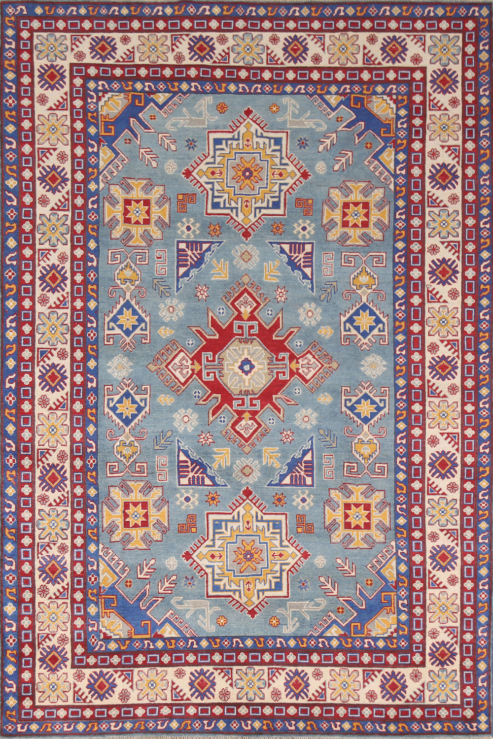 Light Blue Kazak Handmade Area Rug 7x10