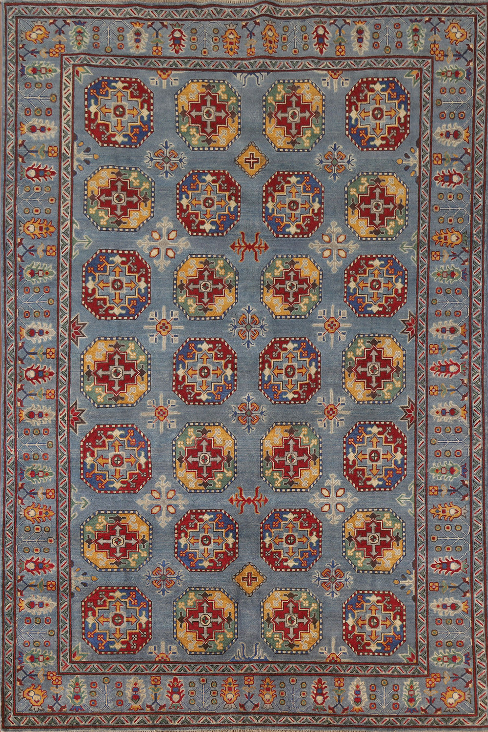 All-Over Blue Kazak Oriental Area Rug 7x10