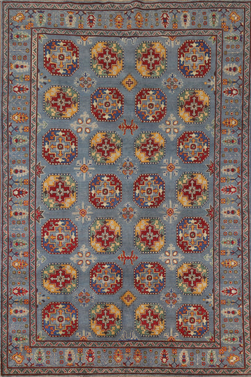 All-Over Blue Kazak Oriental Area Rug 7x10