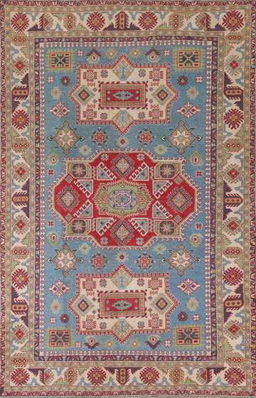 Light Blue Kazak Oriental Area Rug 6x10
