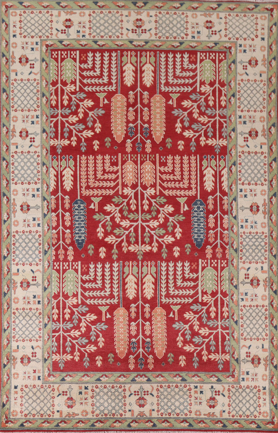 Handmade Red Kazak Wool Area Rug 6x10