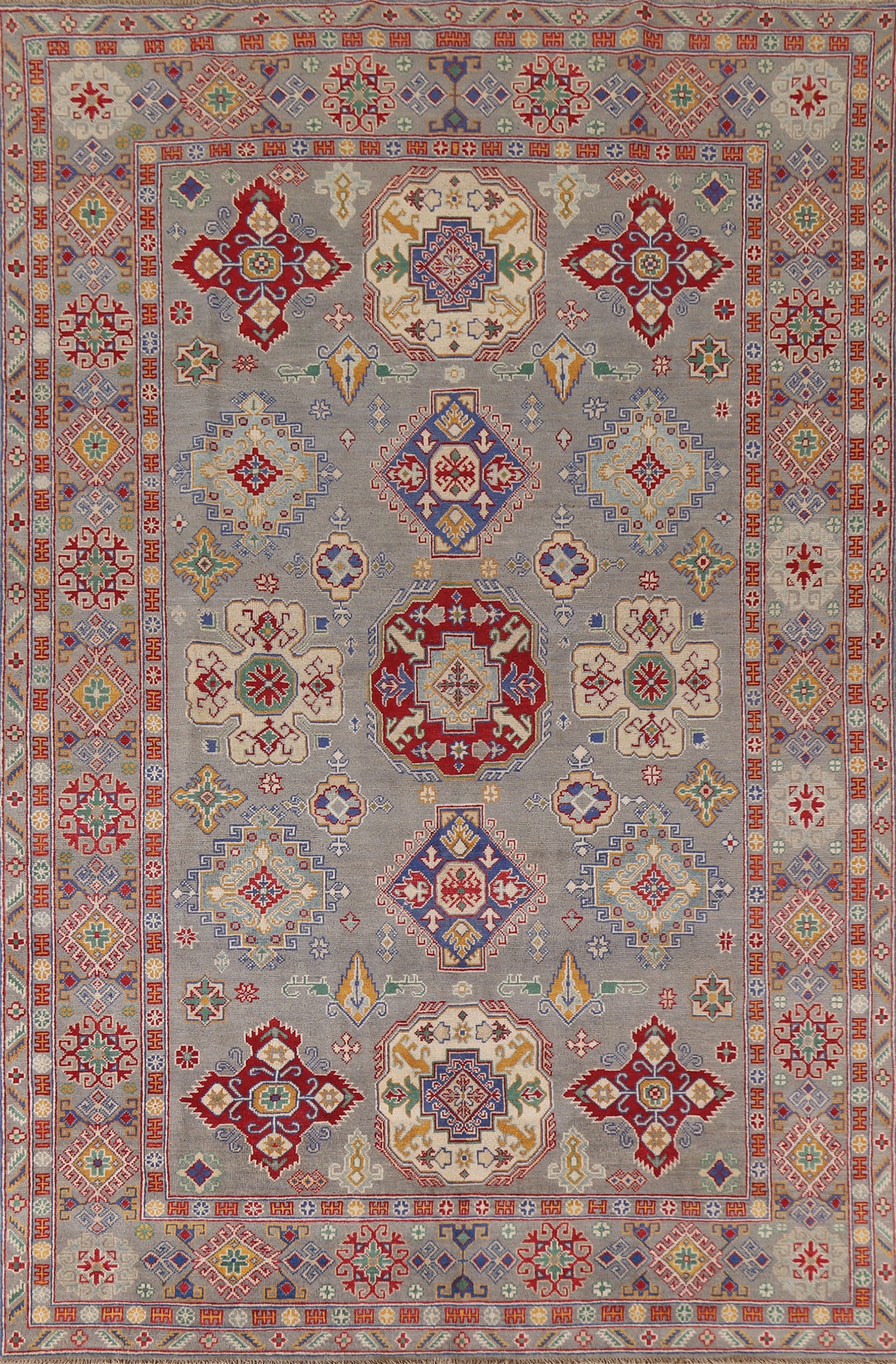 All-Over Geometric Kazak Handmade Area Rug 7x10