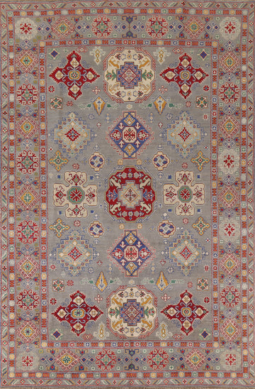 All-Over Geometric Kazak Handmade Area Rug 7x10