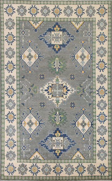 Gray Wool Kazak South Western Area Rug 7x10