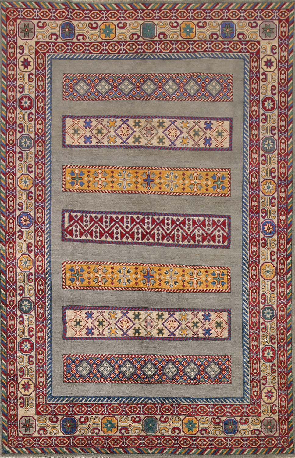 Geometric Kazak Oriental Area Rug 7x10