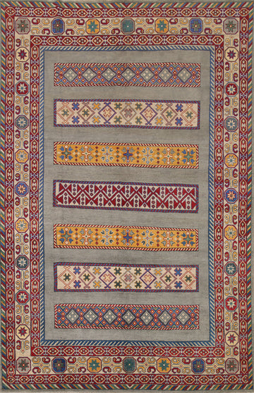 Geometric Kazak Oriental Area Rug 7x10