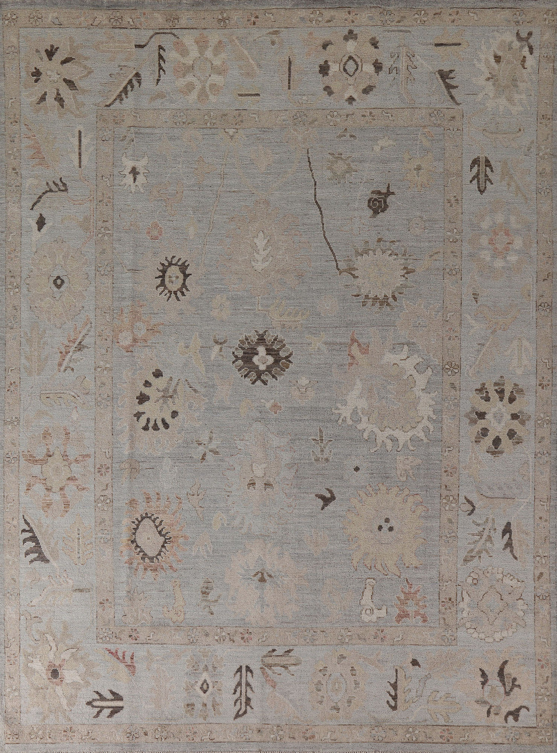 Muted Floral Oushak Vegetable Dye Area Rug 8x10