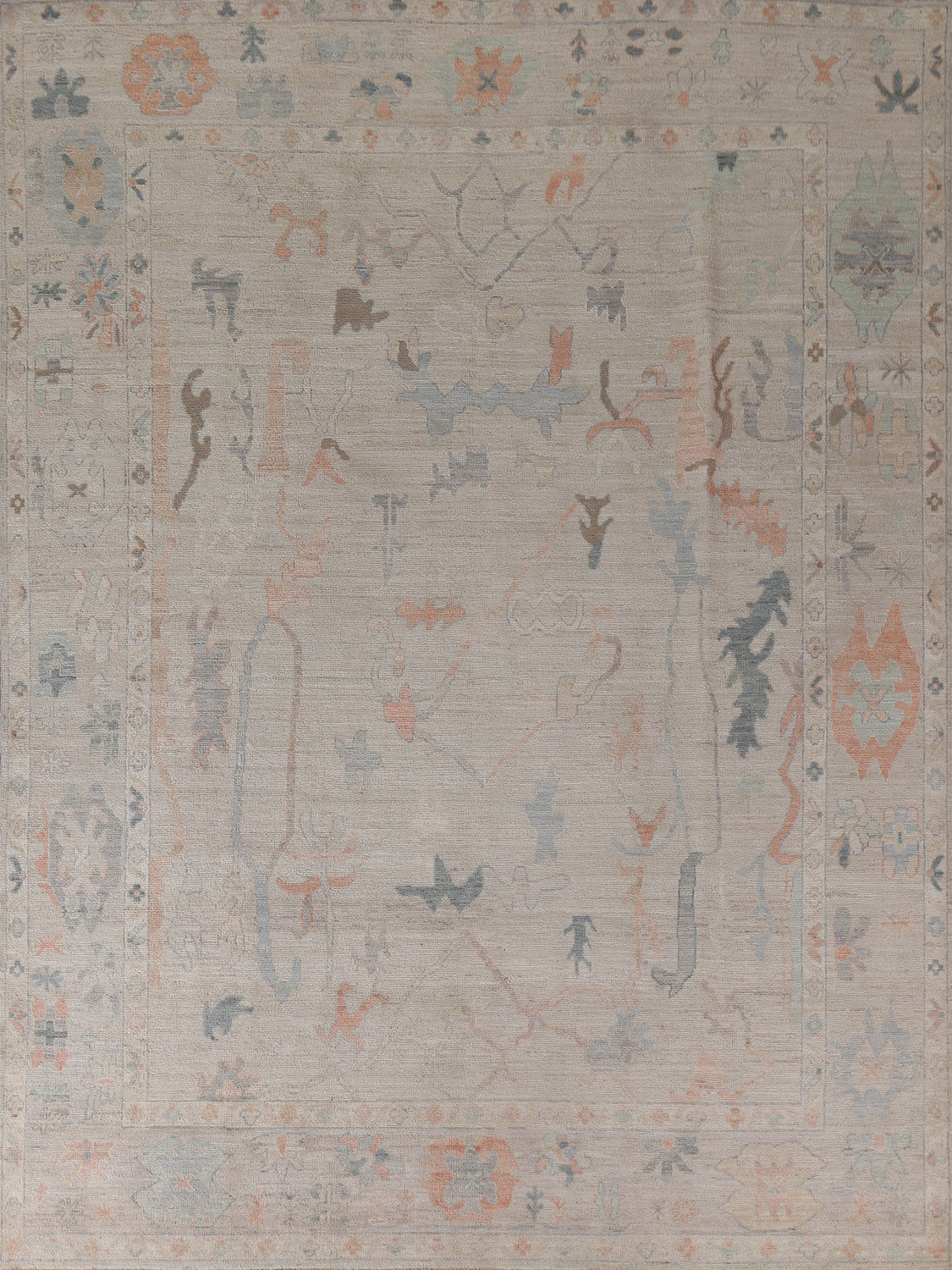 Earth Tone Oushak Vegetable Dye Wool Area Rug 8x10