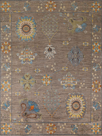 Floral Oushak Vegetable Dye Wool Area Rug 8x10