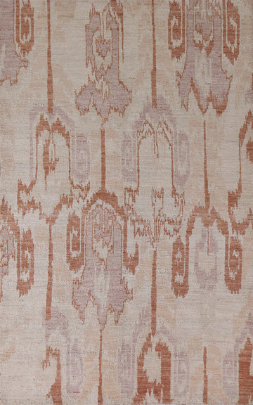 Abstract Oushak Vegetable Dye Wool Area Rug 5x8